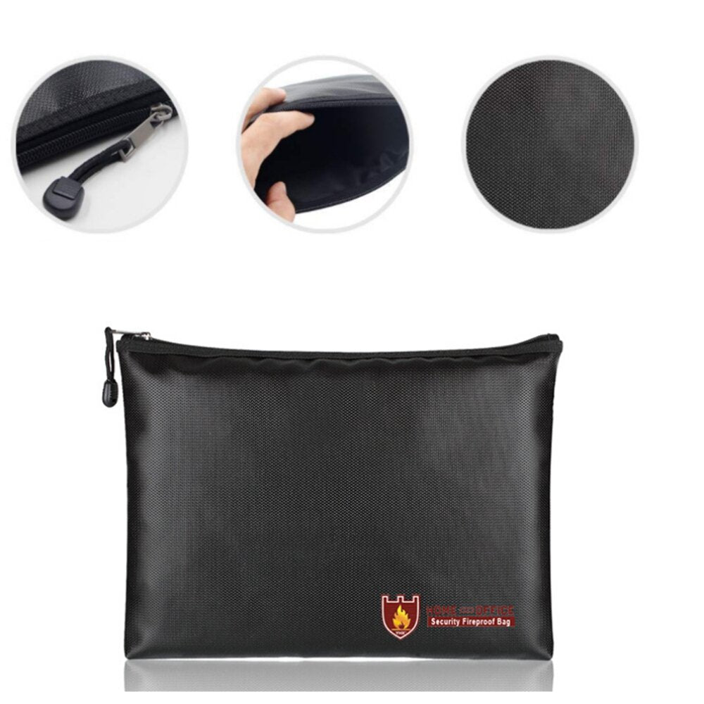 Security Fireproof Bag Explosion-proof Storage Protection Bag Waterproof Fire-Resistant Money Pouch with Zipper for Charging Storage Home Office