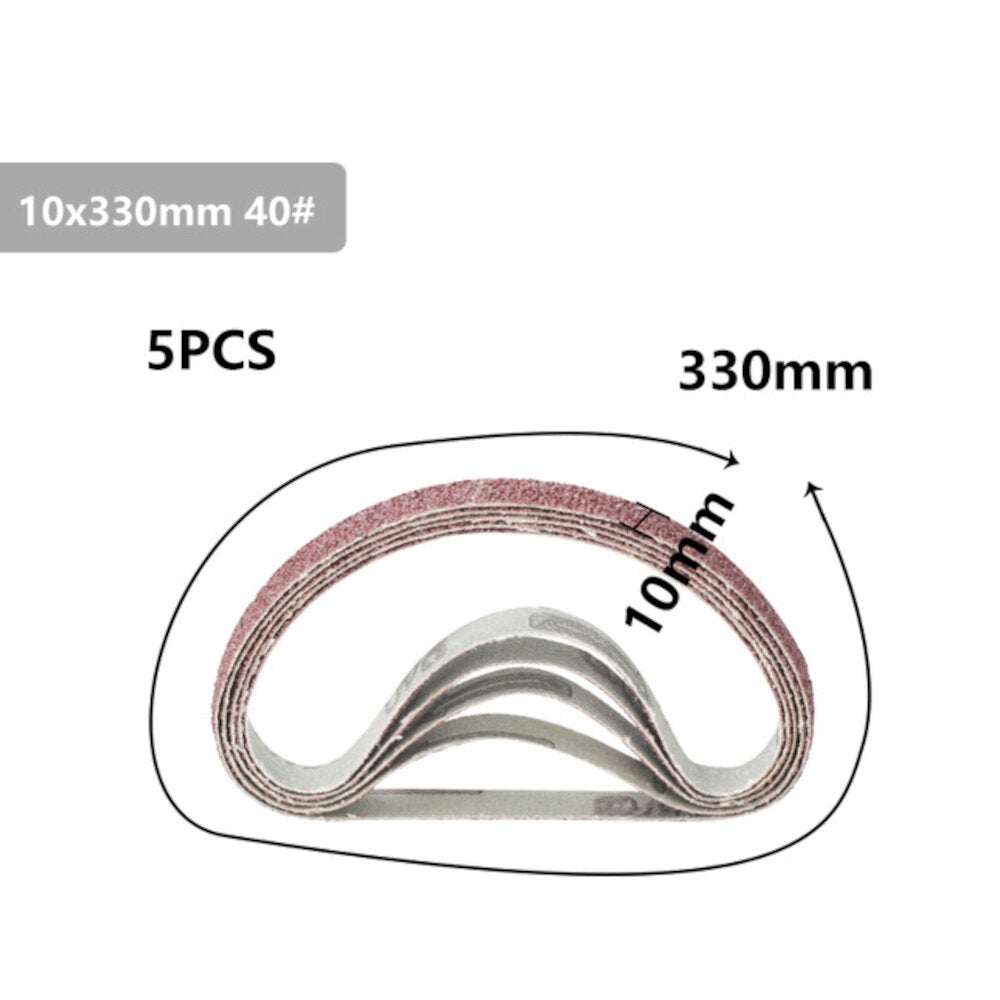 5pcs 10x330mm 40 to 120 Grit Sanding Belt for Flush Belt Machines Polishing Grind Machine
