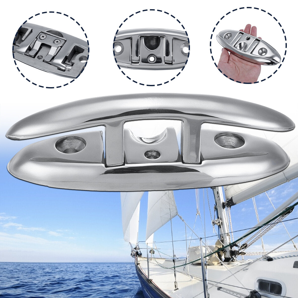 6'' 150mm Marine Flip Up Folding Pull Up Cleat Stainless Steel Boat Decorative Hardware