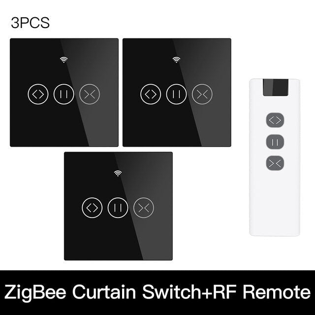 433MHz Smart Touch Curtain Switch Roller Blinds Shutter Wireless Control Relay Status Works with Alexa Google Home