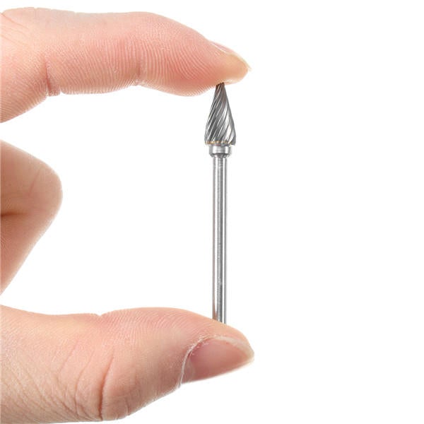 10pcs 3mm Shank Tungsten Steel Carbide Burr Set Single Line 6mm Head Rotary Drill Bit
