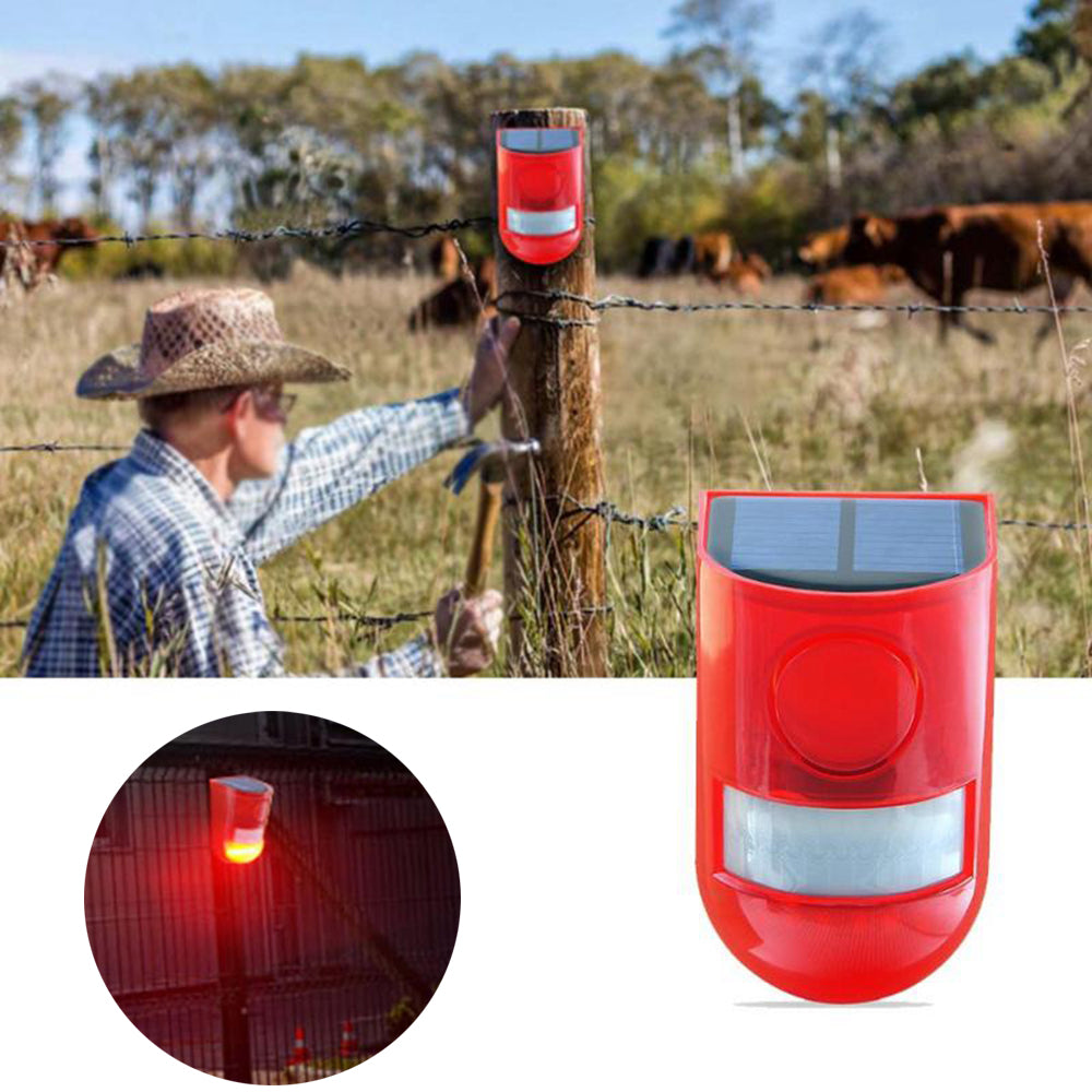 6 LED Solar Alarm Red Lamp Motion Sensor Warning Sound Light Waterproof for Garden Factory Warehouses