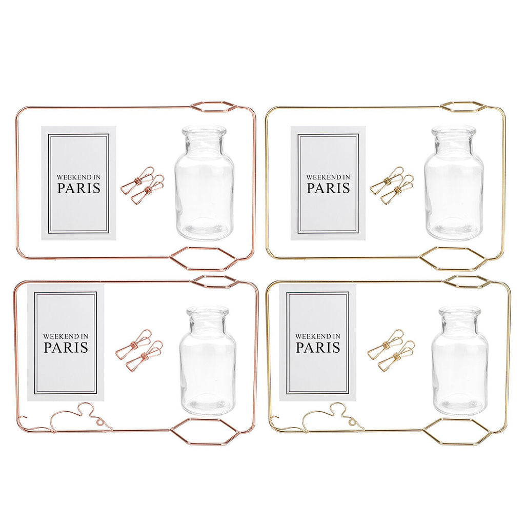 Wrought Iron Hydroponic Glass Vase Pot Container Holder Plants Flowers