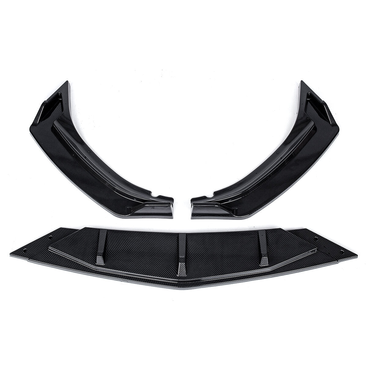 3Pcs Carbon Fiber Look Car Front Bumper Splitter Lip Diffuser Body Kit Spoiler Guard Protection