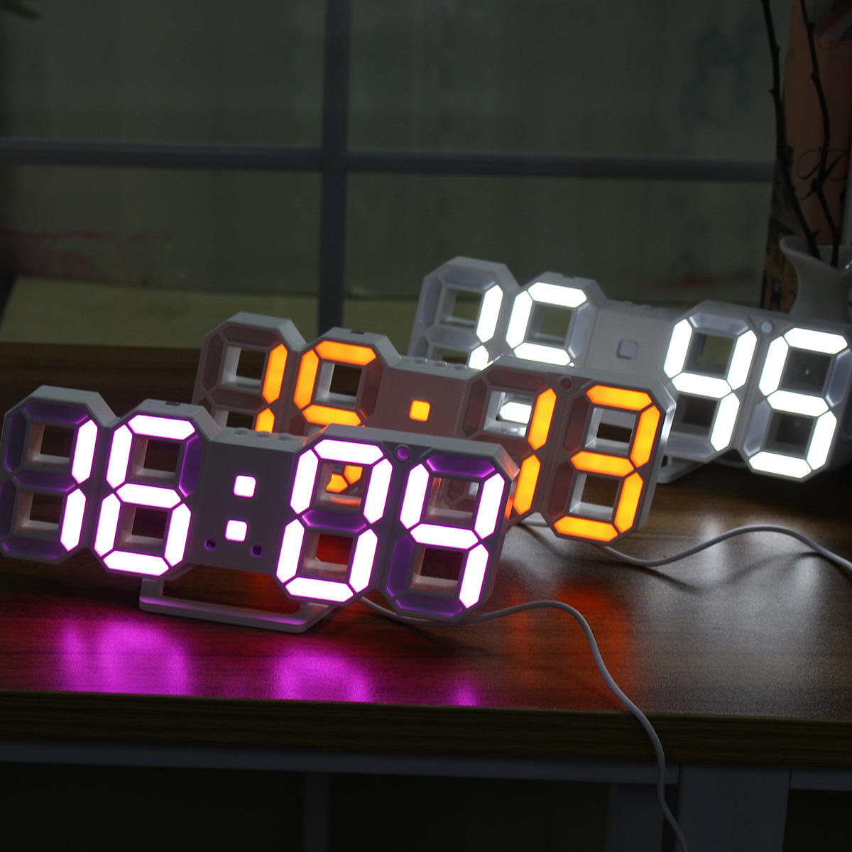 Large Modern Digital Led Skeleton Wall Clock Timer 24/12 Hour Display 3D Gife