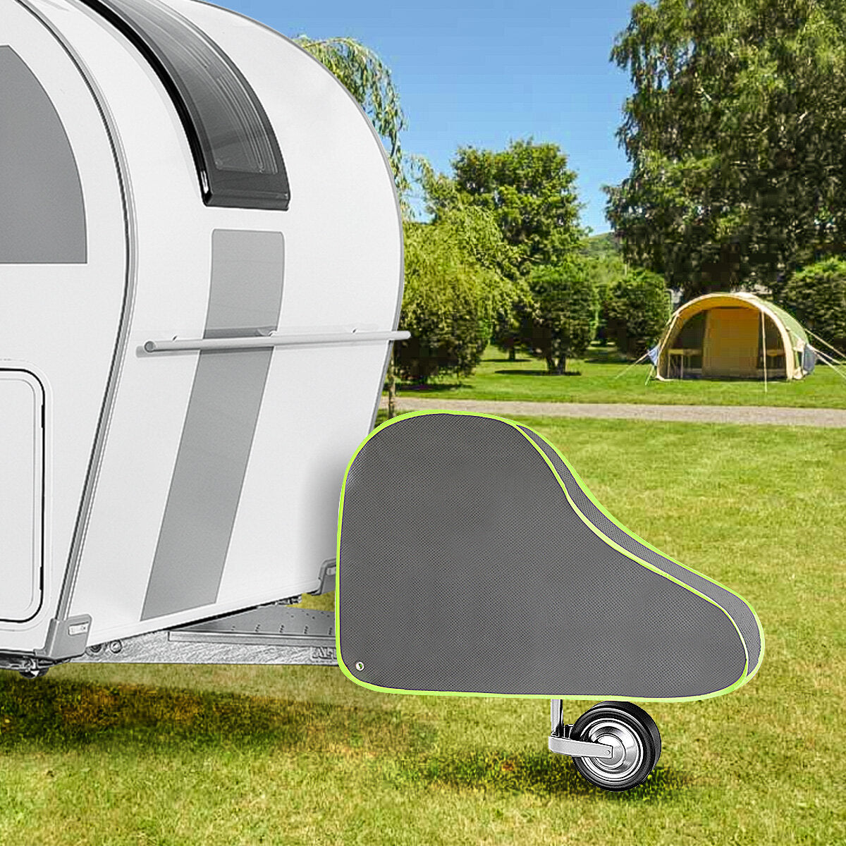 Cover Universal Non-woven Fabric for Caravan Trailer Towing Hitch Waterproof Breathable with Straps and Fluorescent Strips