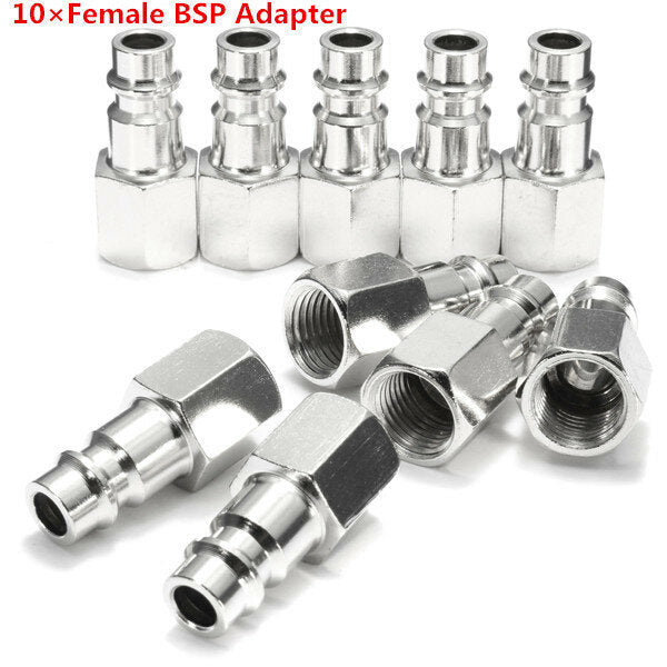 10pcs 1/4inch Male/Female BSP Adapter Compressed Air Quick Coupling Hose