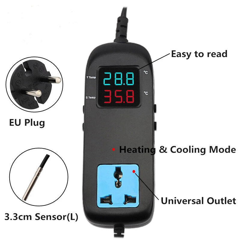 Heating and Cooling Digital Temperature Controller Thermostat,AC 90V-250V Smart Digital Thermostat Regulator Home Brewing Tools
