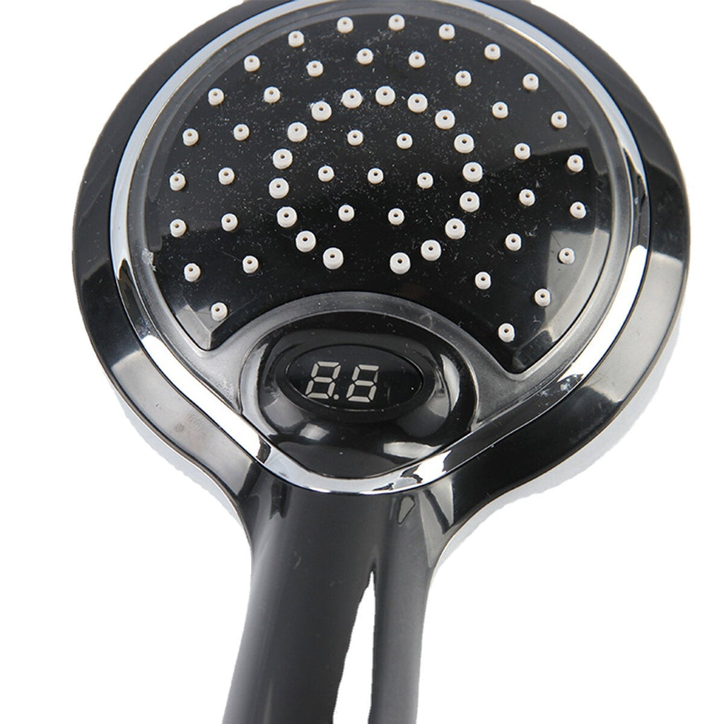 LED Light Shower Head Bathroom Handheld Digital Display Adjustable Water Speed