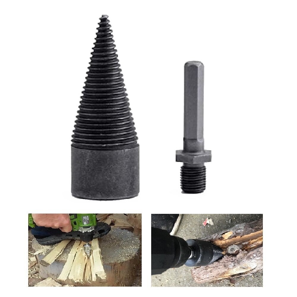 1Pc 32/42mm HSS Round/Square/Hexagonal Shank Firewood Drill Bit Splitter Wood Split Cone For Tree Cutting