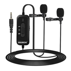 Wired microphone Clip-on Lavalier Noise Reduction Omni-directional Dual Mics for Smart Phone Camera Recording