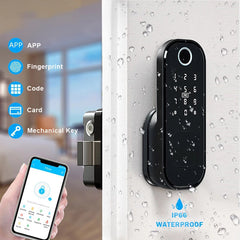 Fingerprint Door Lock Bluetooth Passcode Rfid Card Keyless Waterproof Electronic Lock Work with TT Lock APP