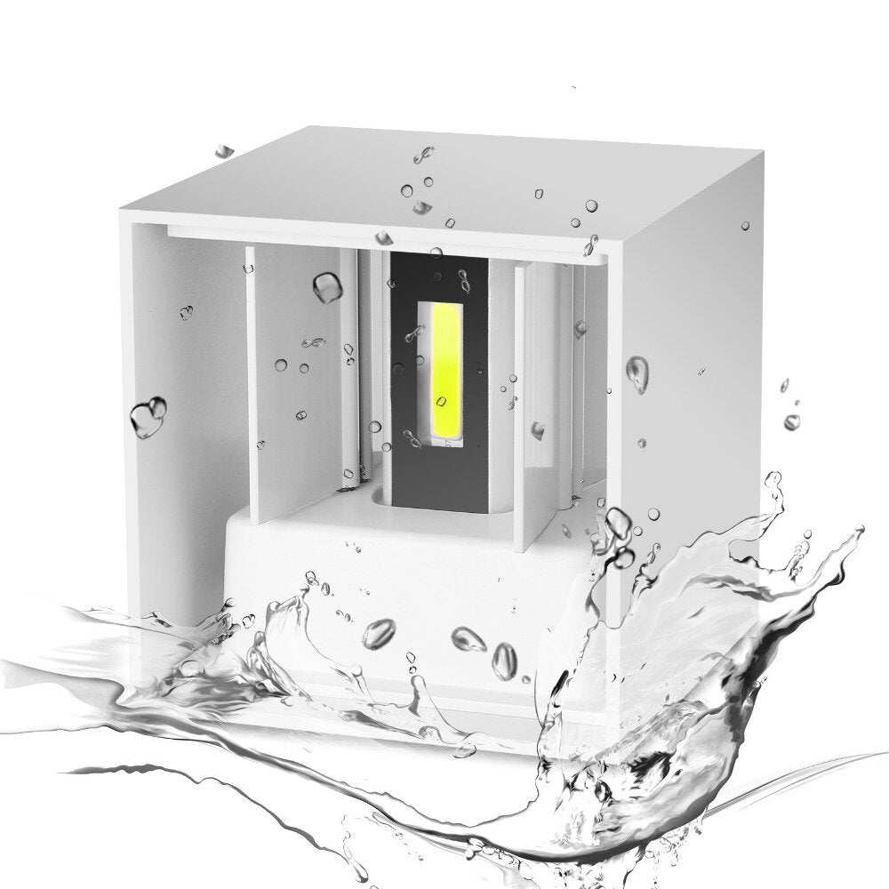 AC 220V Waterproof 7W Aluminum Cube COB LED Wall Lamp Light Modern Home Lighting