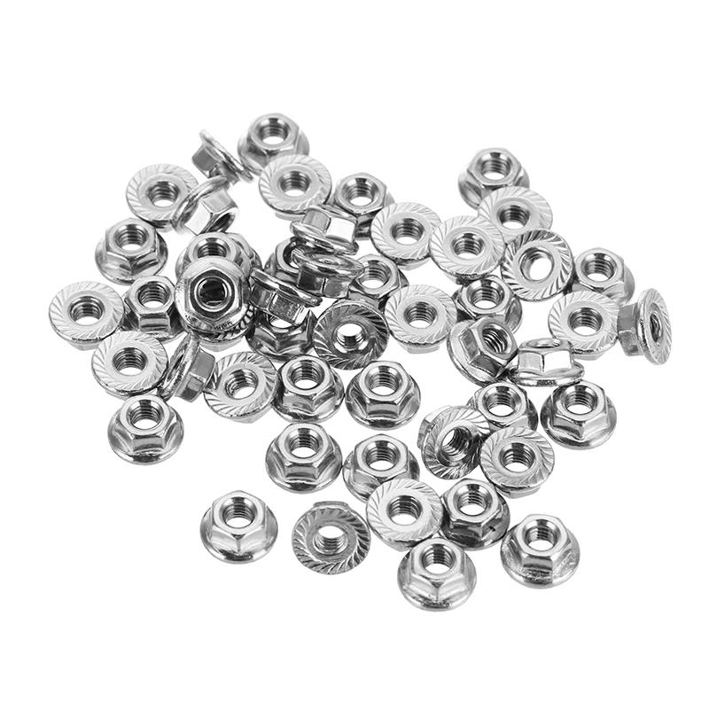 M3SN5 50Pcs M3 304 Stainless Steel Hex Serrated Flange Lock Nuts