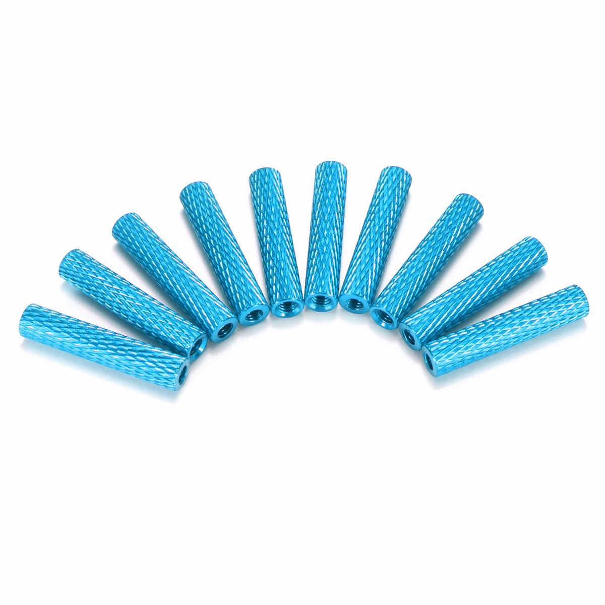 M3AS6 10Pcs M3 28mm Knurled Standoff Aluminum Alloy Anodized Spacer