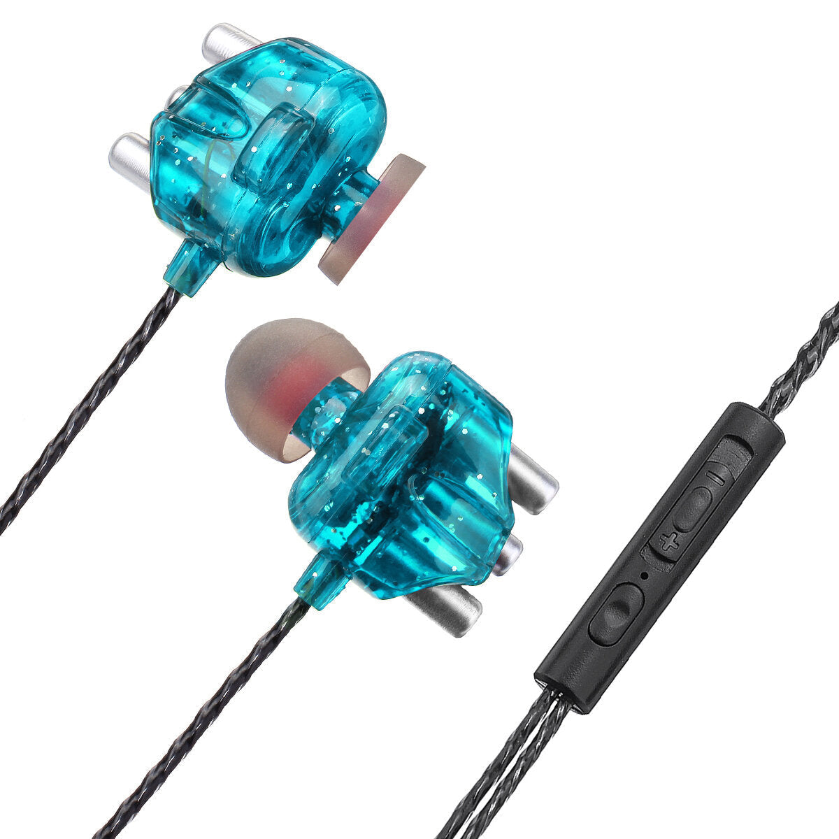 Wired Headphones Dual Dynamic 4 Speakers In-Ear Headset Noise Reduction HD Call Wired-Control Earphones with Mic