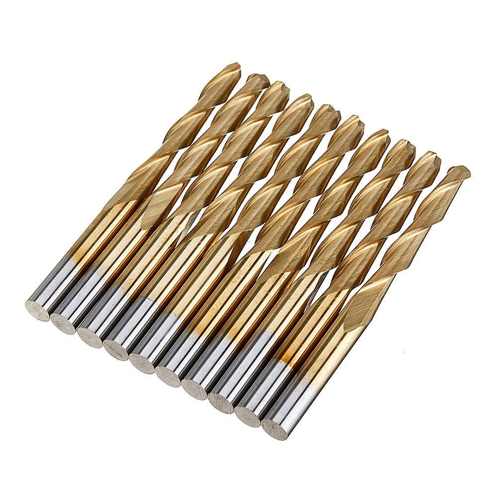 10pcs 3.175mm Shank Ball Nose End Milling Cutter Titanium Coated Two Flute 12mm/22mm CNC Tool