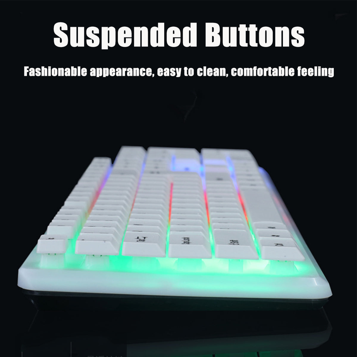 Wired Gaming Keyboard & Mouse Set RGB Backlight 1200DPI Gaming Mouse 104 Keys Mechanical Feeling Keyboard Combo