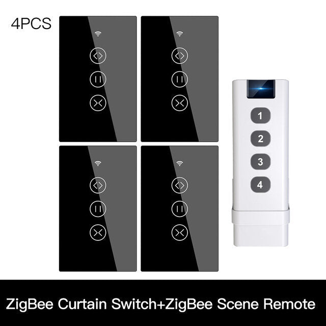 433MHz Smart Touch Curtain Switch Roller Blinds Shutter Wireless Control Relay Status Works with Alexa Google Home