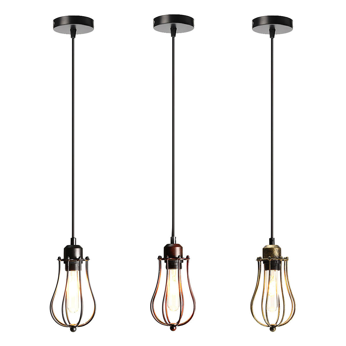 Vintage Ceiling Edison Light Pendant Lamp Cage Lampshade Fixture Chandelier