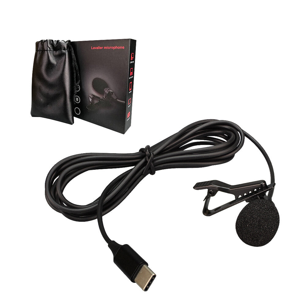 USB Type-C Microphone Mini Small Portable Wired Clip-on Lapel Collar Lavalier Condenser USB-C for Phones