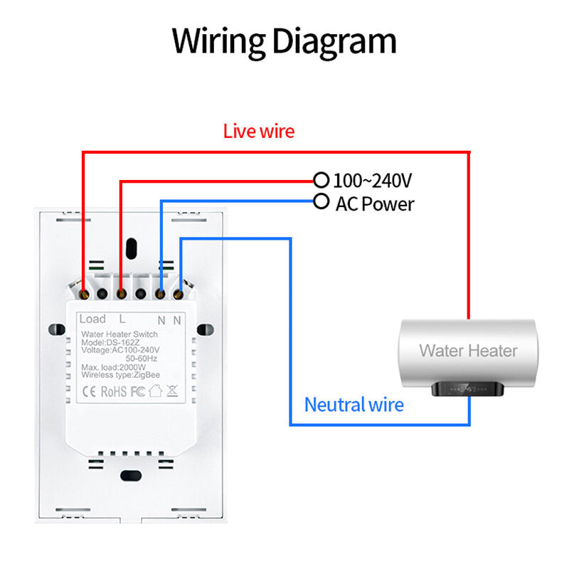 Smart Boiler Water Heater Switch 240V Smart Home Remote Control US 20A Boiler Switch Via APP Works With Alexa
