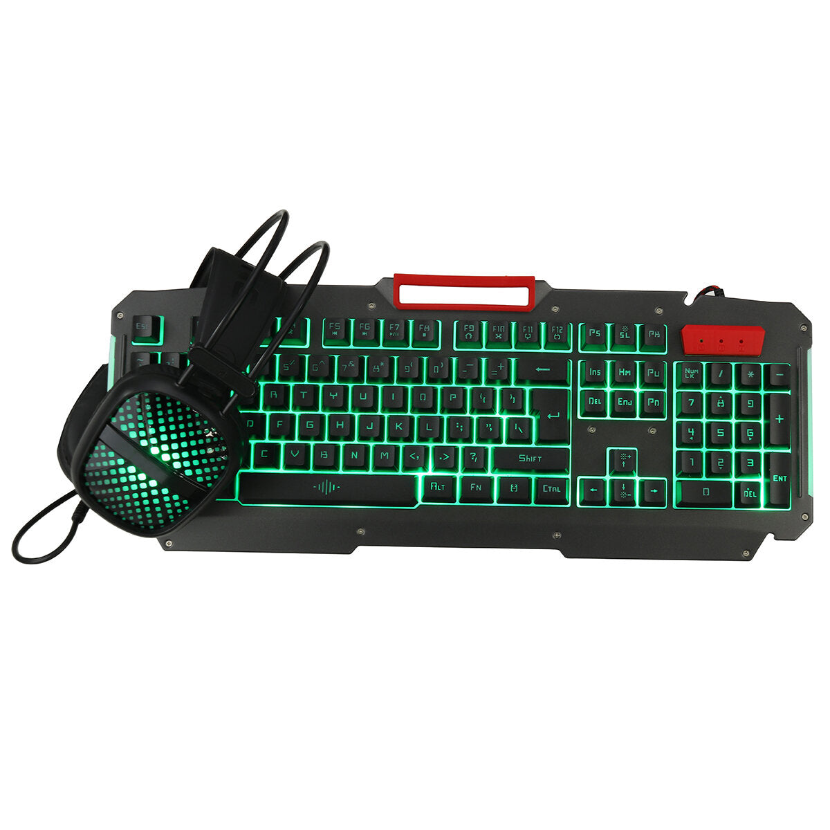 4-in-1 Set 4Pcs 104 Keys Gaming Keyboard + 1600DPI Mouse + 3.5mm Headset + Mouse Pad Combo