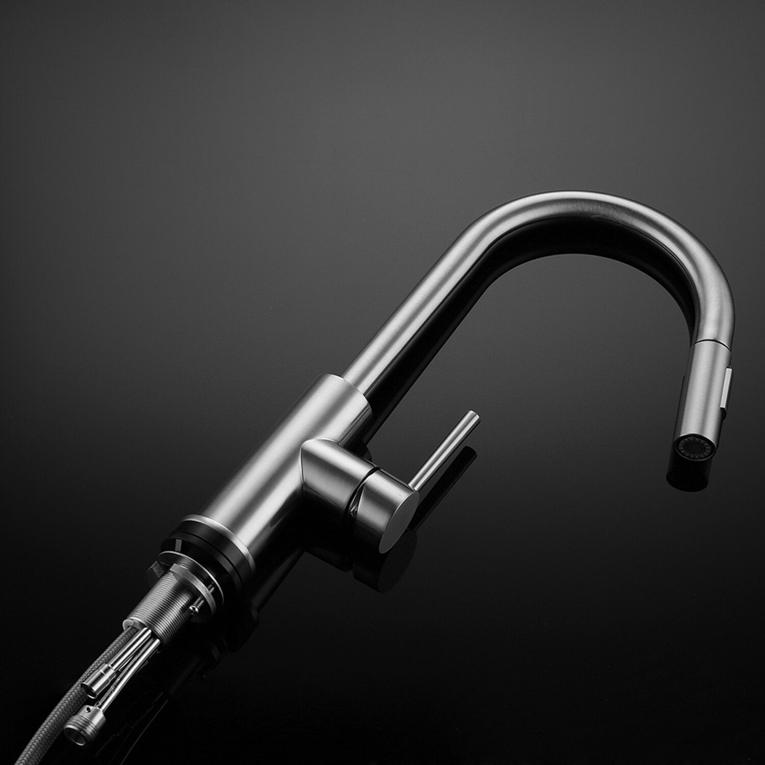 Pull Out Kitchen Faucet 304 Stainless Steel Tap Swivel 360 Degree Splash Proof Sink Hot And Cold Mixer