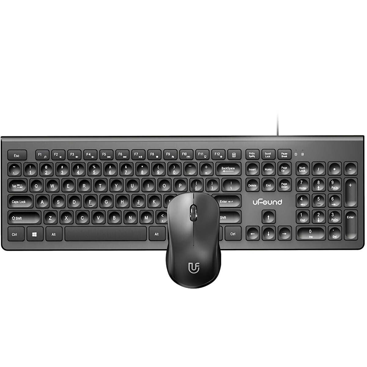 Wired Keyboard & Mouse Set 106 Keys Chocolate Square Keycap Silent Office Keyboard 1000DPI Ergonomic Mouse Kit for Mac Windows