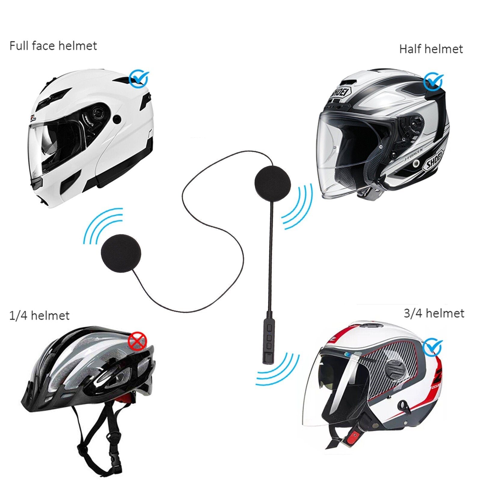 wireless motorcycle helmet headset Bluetooth 5.1 headphone motor earphone with microphone music call control