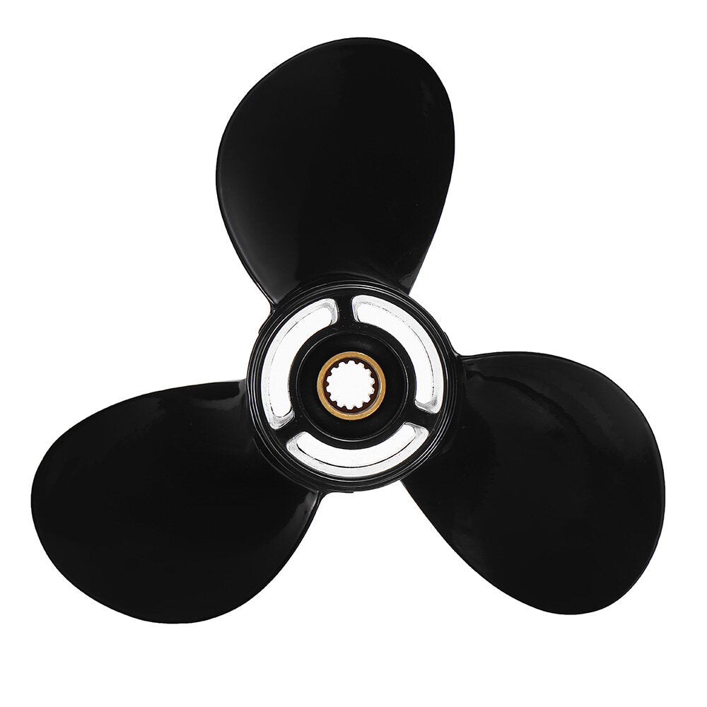 9 1/4 x 12 25-30HP 3-Blade Marine Propeller Outboard Engine Propellers 14 Tooth Aluminum Alloy for Mercury Tohatsu Outboard