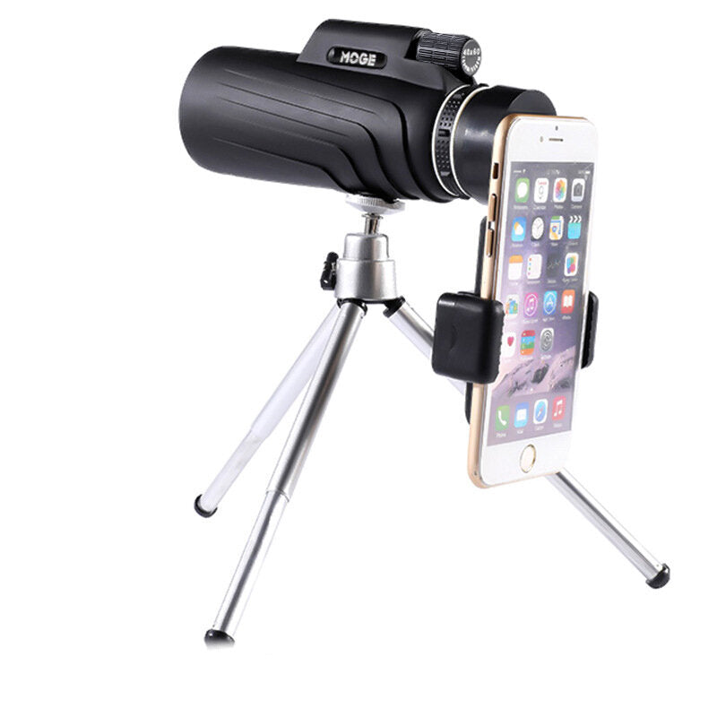 HD 40x60 Monocular Telescope Low Light Level Night Vision Waterproof Telescope With Spring Clip + Silver Aluminum Tripod