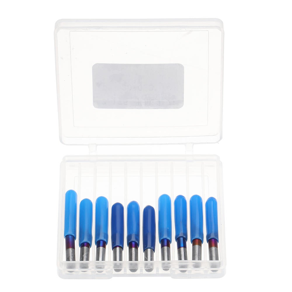 10pcs 0.1-0.7mm 20 Degree Engraving Bit Blue Nano Coated Carbide Flat Bottom PCB Engraving Bit CNC Router Tool