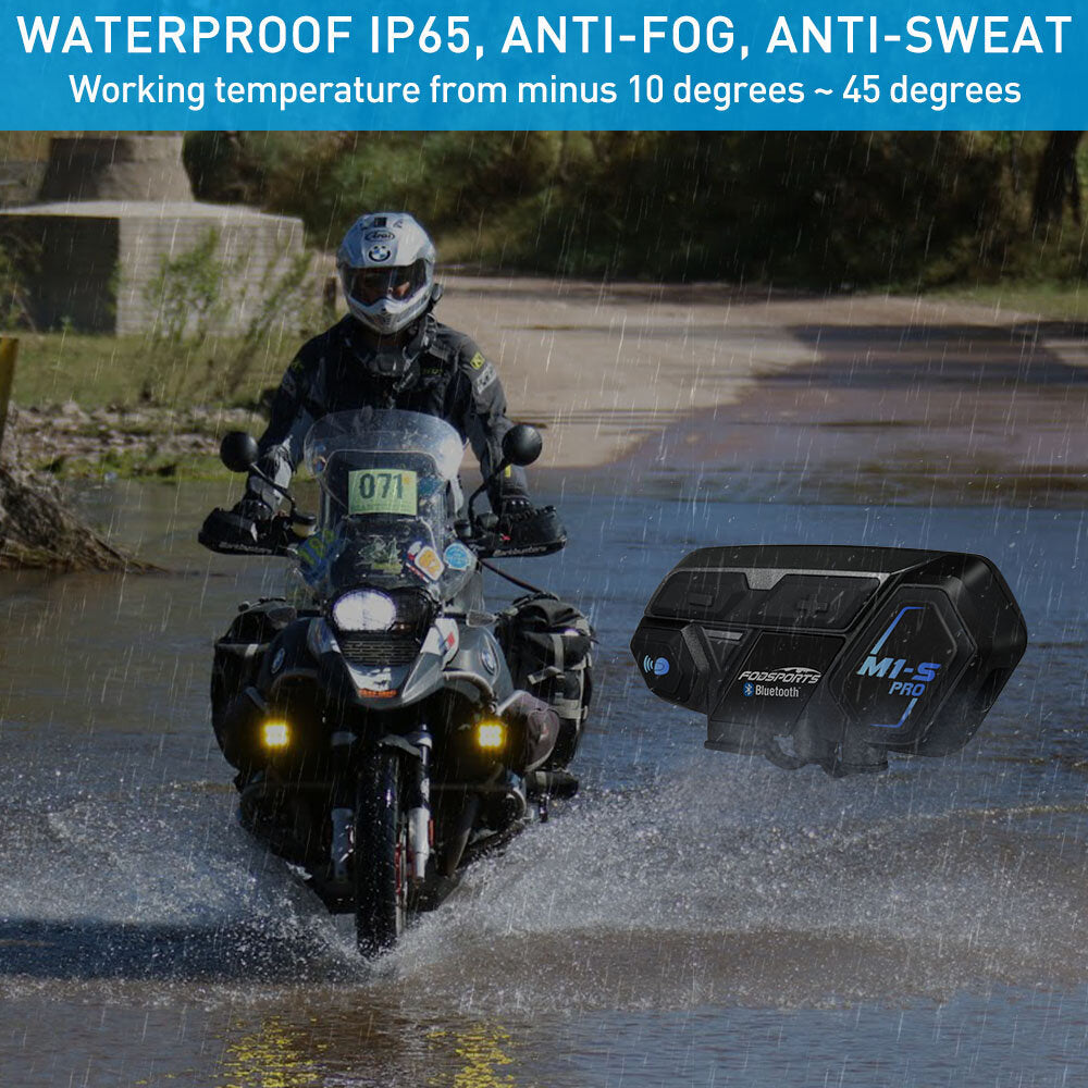 Single Fodsports -S Pro Motorcycle Helmet Intercom Bluetooth Helmet Headsets 8 Rider 2000M Group Interphone