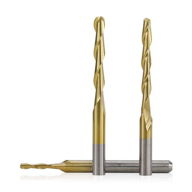 10Pcs 3.175mm Shank Titanium Coated Ball Nose End Mill Carbide Milling Cutter Spiral CNC Router Bit Engraving