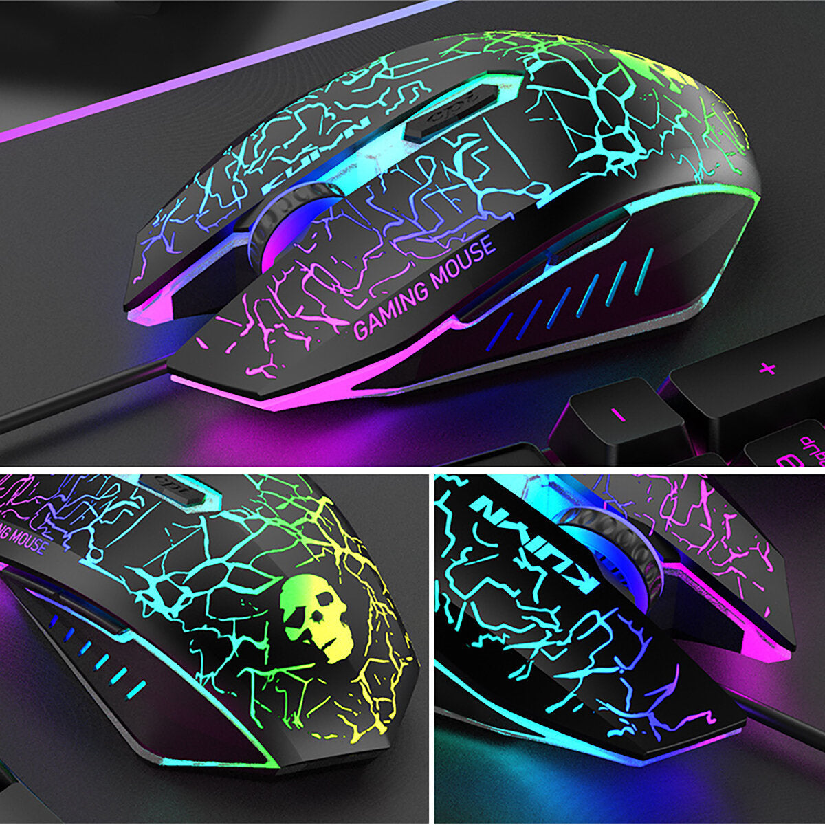 104 Keys Gaming Keyboard USB Wired RGB Luminous Backlight Mechanical Feel Keyboard for Computer PC Laptop