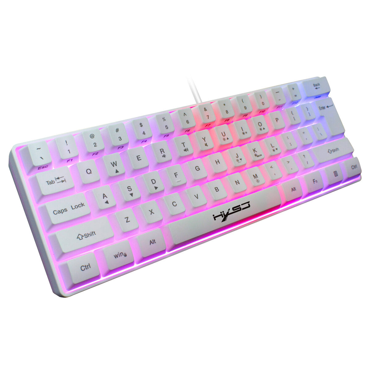 61 Keys Gaming Keyboard USB Wired LED Backlit Multiple Shortcut Keys Mini Mechanical Feel Keyboard for Home Office