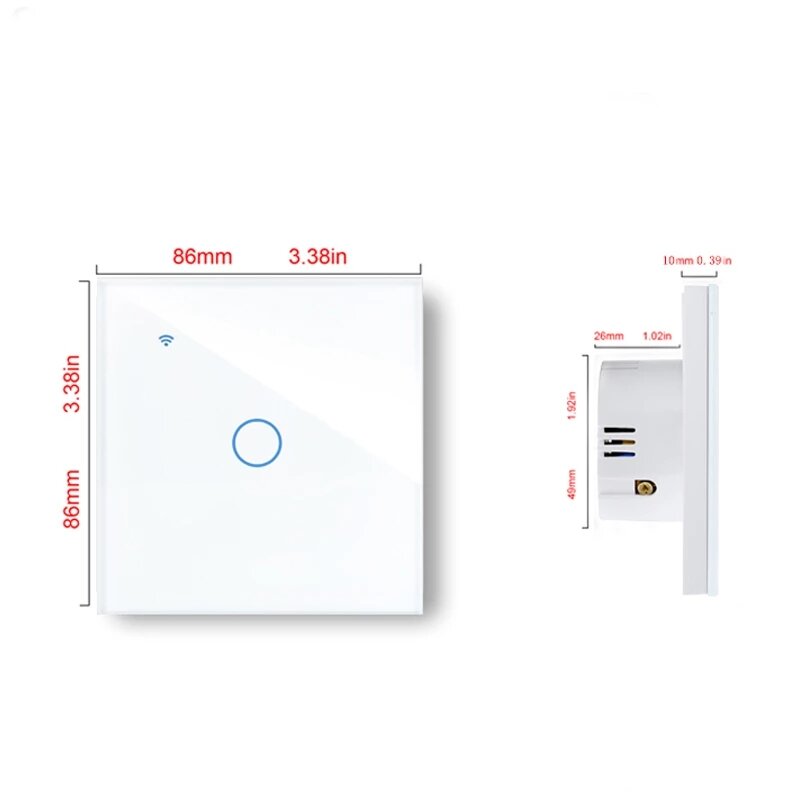 WiFi Wireless 1Gang 2 Way Smart Wall Touch Switch AC 100V/220V Wireless Wall Light Switch EU/UK Standard Smart Home