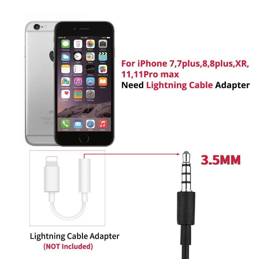 Professional Lavalier Microphone Portable Recording Omni-directional Condenser Interview Mic with 6.5mm Adapter for Smartphone DSLR Camera