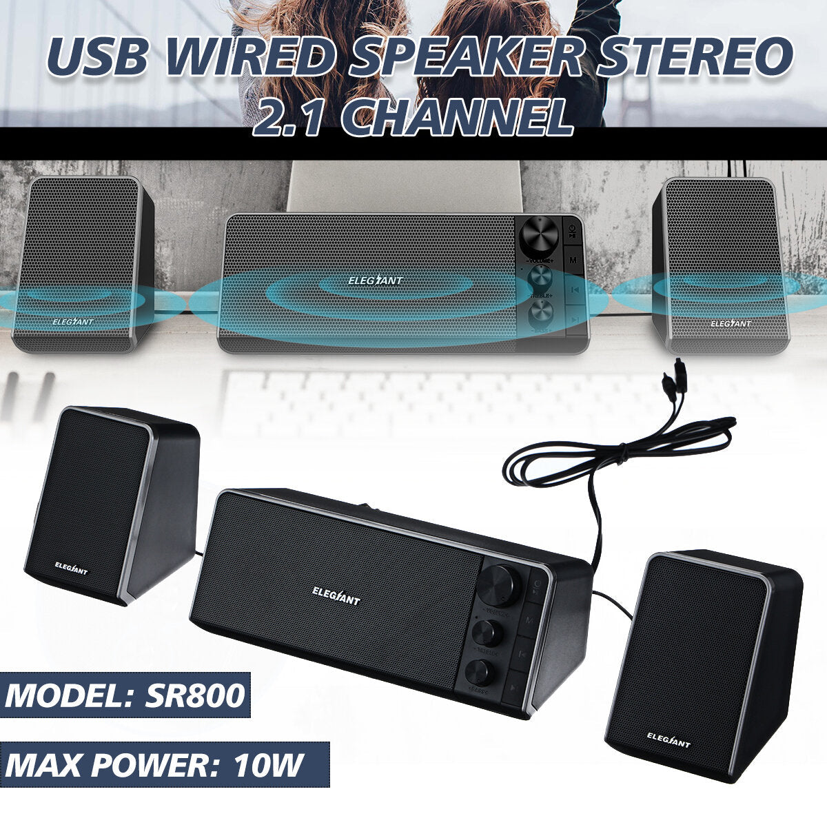 Computer Speakers Mini Powerful 2.1 channel PC Bluetooth 5.0 Speaker with Subwoofer