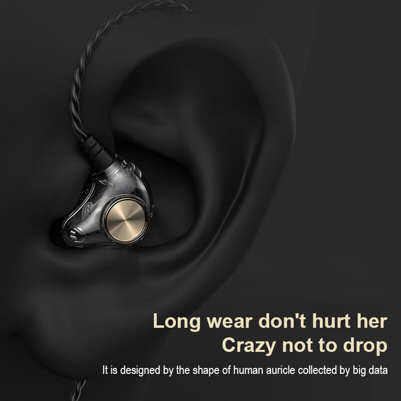 Wired 3.5mm Earphones Transparent In-Ear Earbuds Subwoofer Stereo Bass Earphone Noise Reduction Sport Headset with Microphone