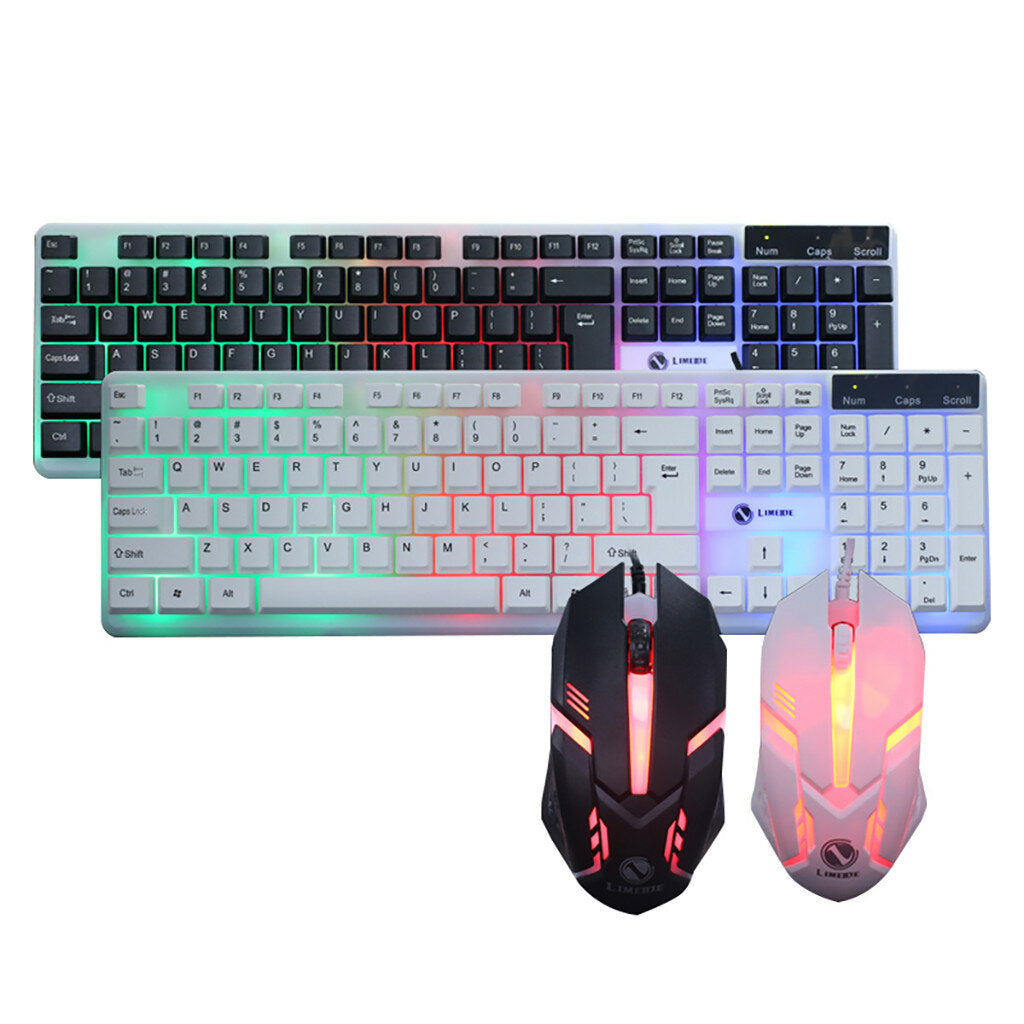 Wired Gaming Keyboard & Mouse Set RGB Backlight 1200DPI Gaming Mouse 104 Keys Mechanical Feeling Keyboard Combo
