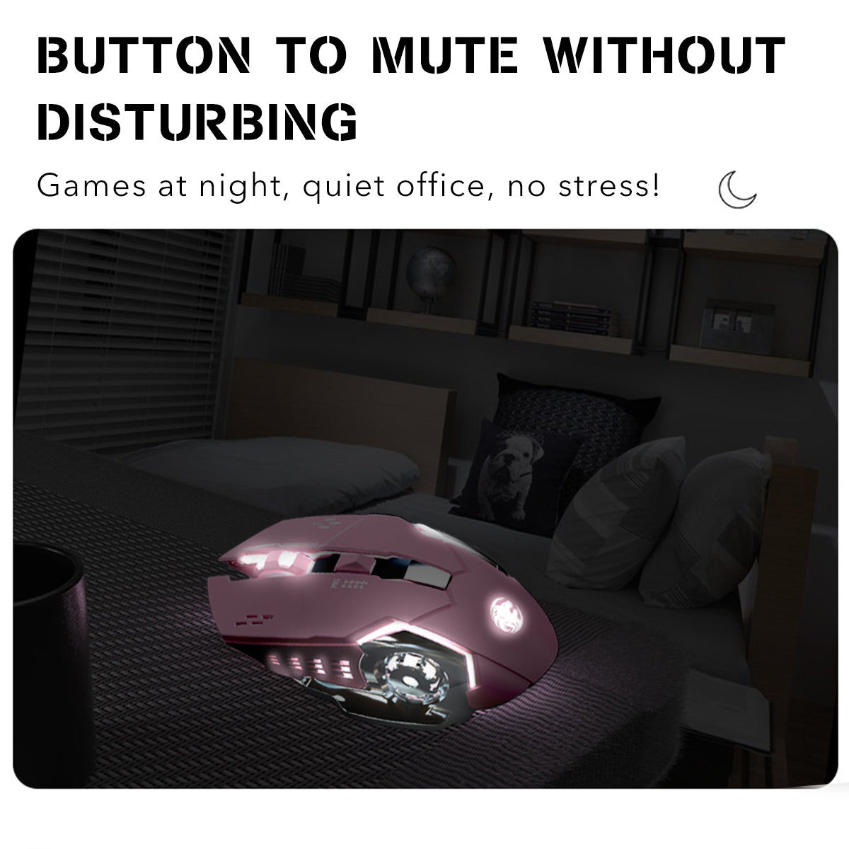 2.4 GHz Wireless Mouse 1600DPI Rechargeable Breathing LED Light Optical Mice with USB Receiver for PC Laptop Desktop