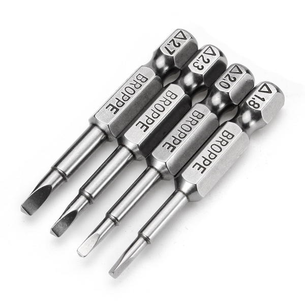 4pcs 50mm 1.8-2.7 1/4 Inch Hex Shank Magnetic Triangle Screwdriver Bits