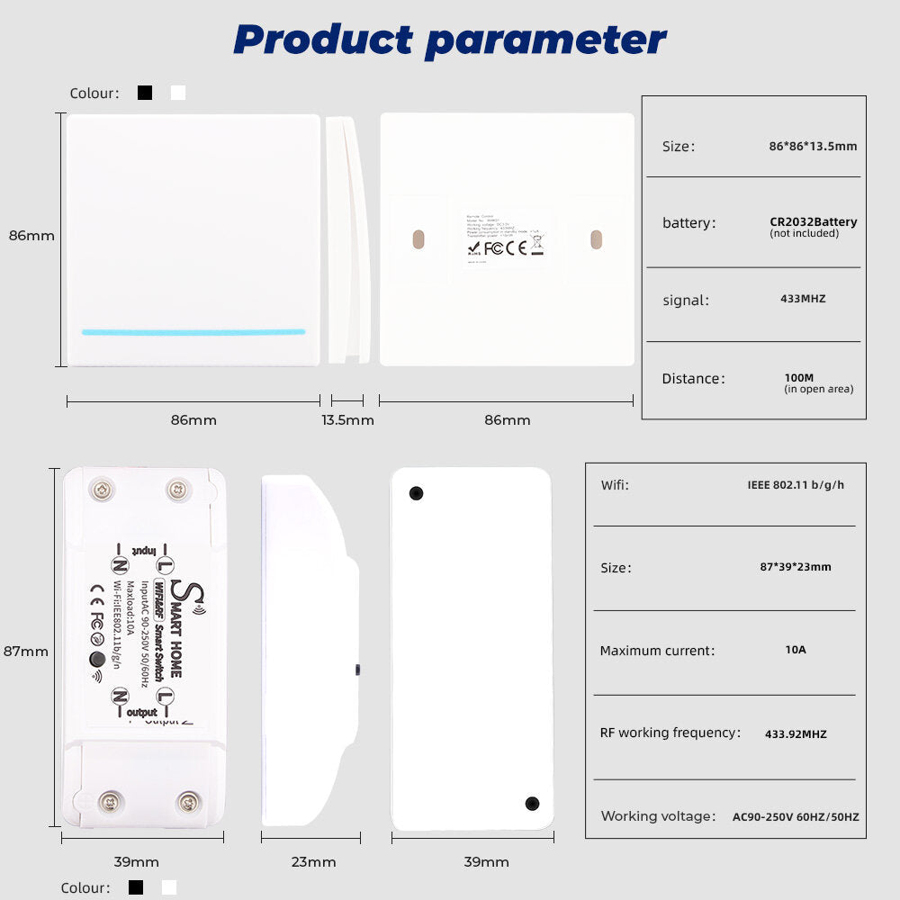Smart Tuya WiFi Light Switch With RF 433Mhz Remote Control DIY Module Timer Works With Alexa Smart Home