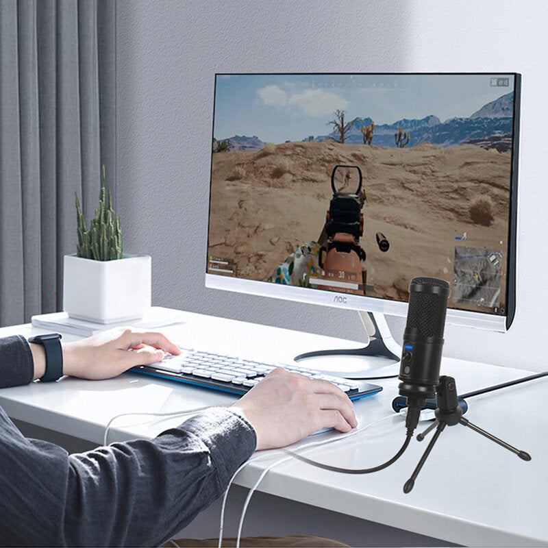 Profession Studio USB Microphone Karaoke Singing Laptop Recording Condenser for PC Computer Gaming Stream Mic