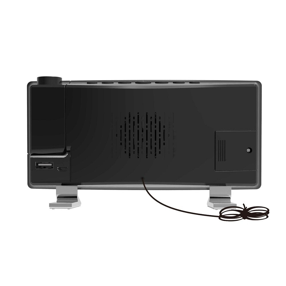 Radio Projection Alarm Clock Large Screen LED Display Electronic Clock Curved Double Alarm Clock