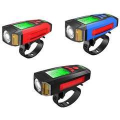 3-in-1 350LM COB Bike Light + USB Horn Lamp + Speed Meter LCD Screen 5-Modes Waterproof Bicycle Headlight With Horn