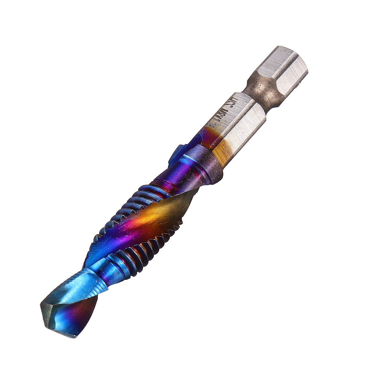 6pcs M3-M10 Combination Drill Tap Bit Hex Shank Blue Coated Deburr Countersink Bits Screw Thread Metric
