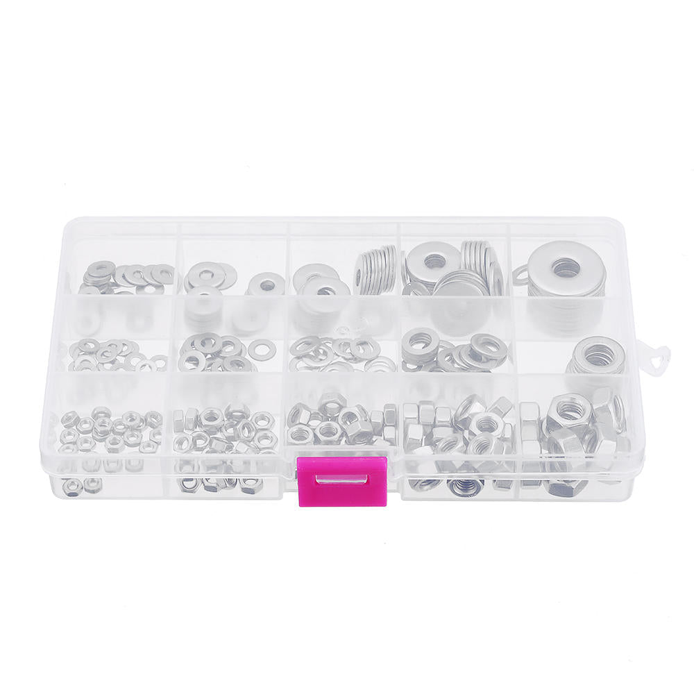 270Pcs Stainless Steel Flat Washer Fender Washer Hex Nut M3/M4/M5/M6/M8 Assortment Kit